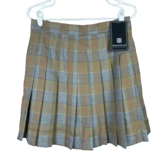 BAGATELLE Collection Houndstooth Plaid Pleated Lined Mini Skirt Size Med… - Picture 1 of 11